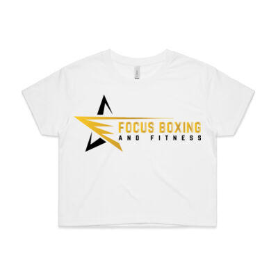 Women's Crop Tee White/Black with back print Thumbnail