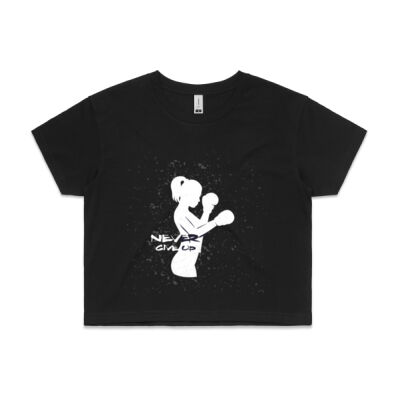 Never Give Up Crop Tee Black  Thumbnail